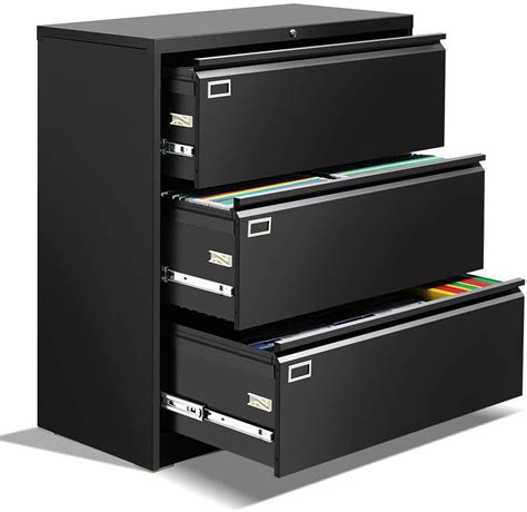 black metal lateral file cabinet